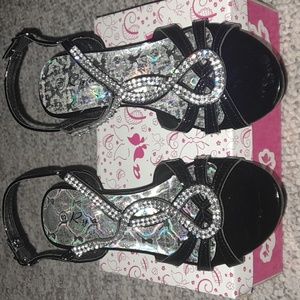 Girls Black Rhinestone Heels by Rya Size 3